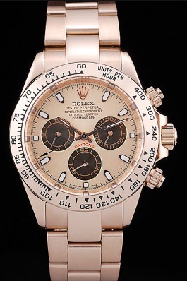 Rolex Daytona Rose Gold Plated Stainless Steel Bezel Rose Gold Dial (rl345)